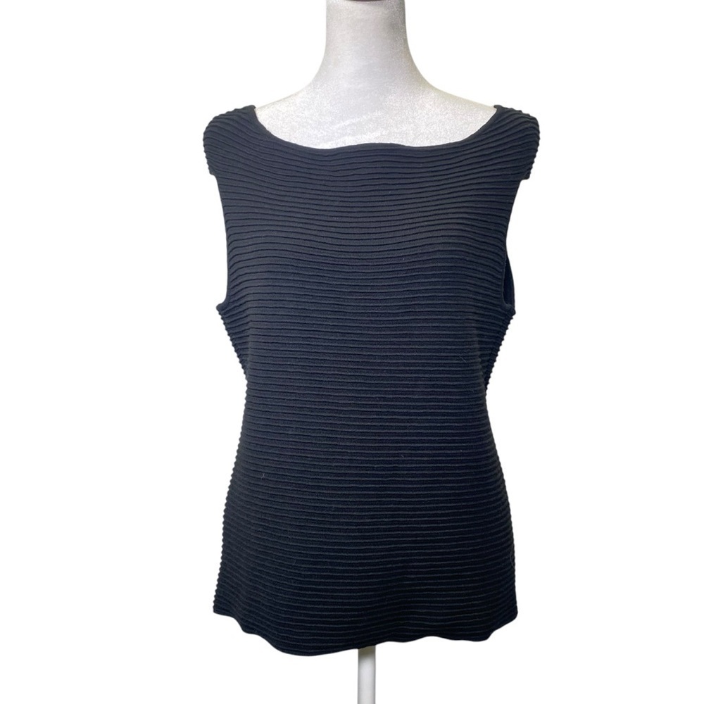 WHITE HOUSE BLACK MARKET Womens size M Black stretchy sleeveless ribbed tank top